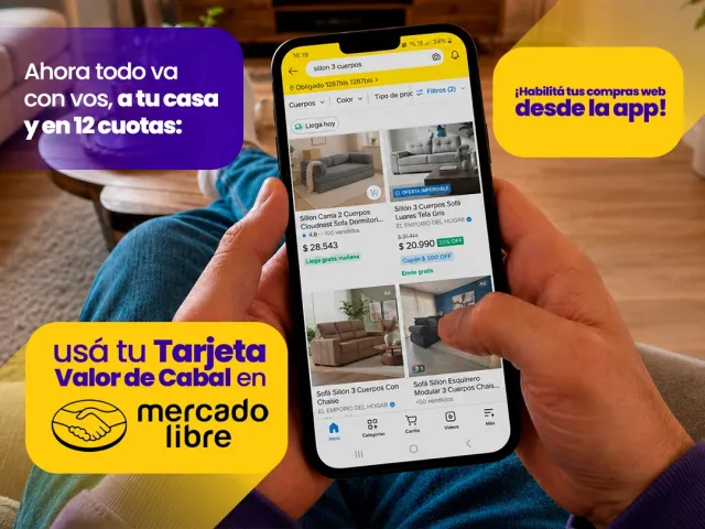Comprá con tu Tarjeta Valor de Cabal y pagá en hasta 12 cuotas.